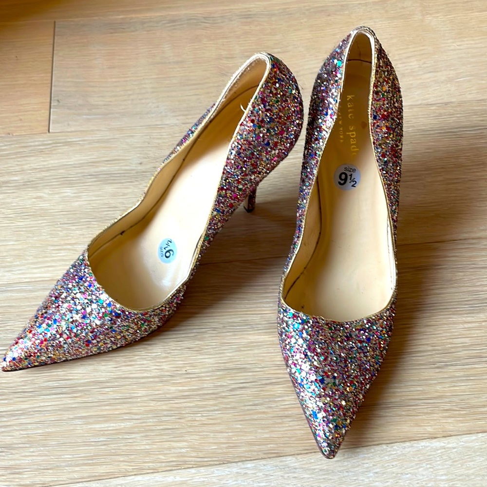 Kate Spade rainbow glitter sparkle heels 9.5 ❤️❤️EUC!!